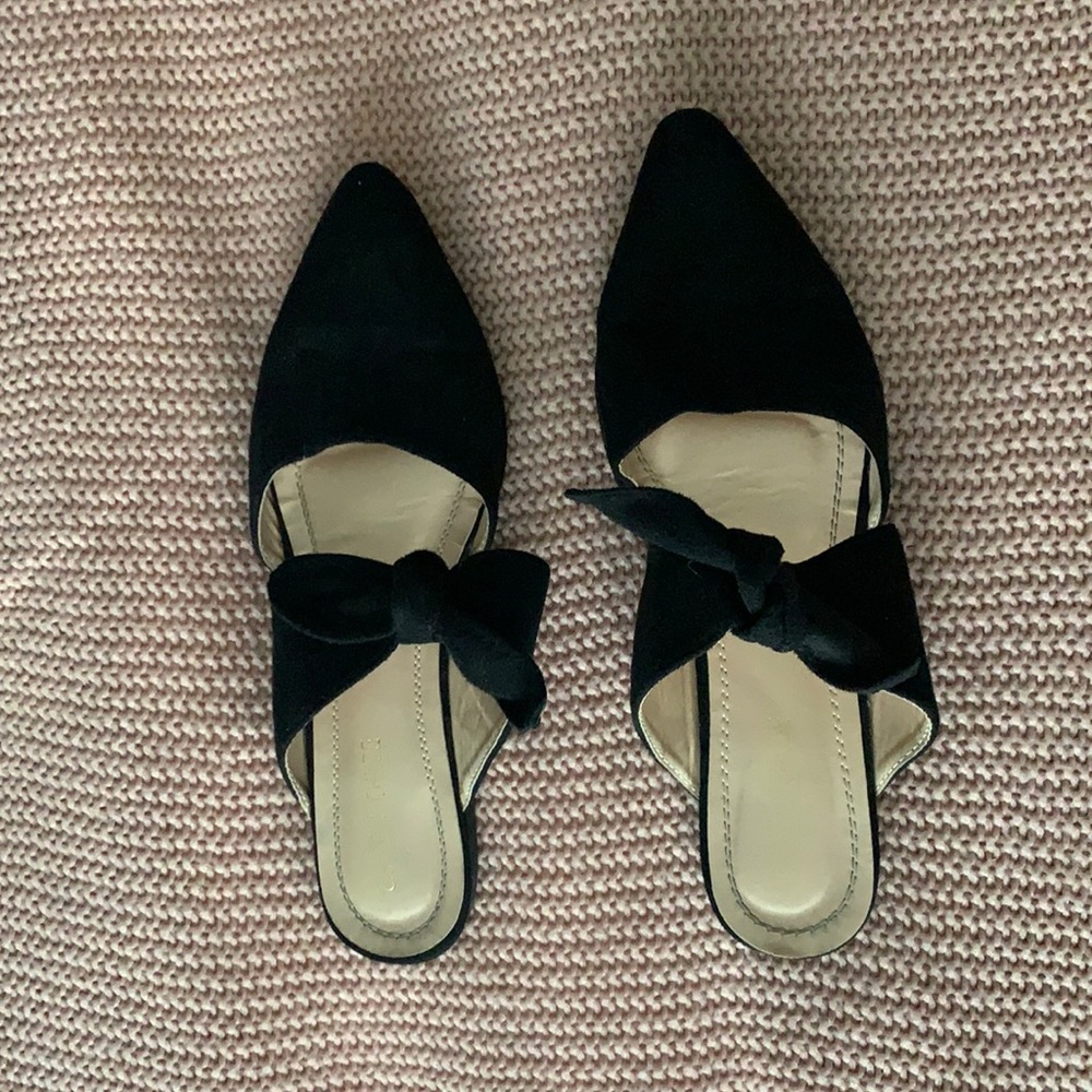 Black Mule Tie Shoes, Size 10